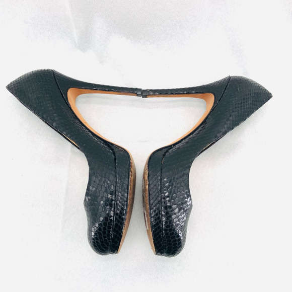 Ann Taylor 6 M‎ Classic Heels Black Leather Snake Embossed Stiletto Preppy City - Picture 4 of 12